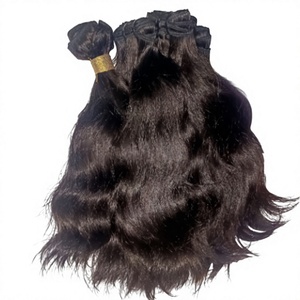 Cheveux humains vierges indiens bruts non traités, naturels bouclés, cuticules alignées, qualité supérieure, lisses, frontal double trame, machine, 100g - Product Image 1