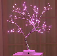 Arbre artificiel moderne en métal en forme de bouleau à LED, télécommande, lumière chaude multicolore, intensité réglable, alimentation USB/piles, pour les fêtes