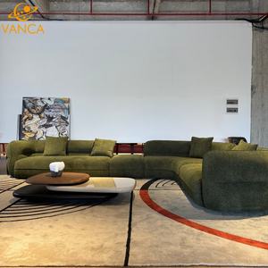 أريكة على شكل حرف U عصرية وأنيقة، أثاث لغرفة المعيشة، أريكة قطاعية فاخرة للفيلات، أريكة دائرية قابلة للتعديل من القماش - Product Image 1