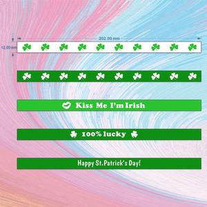 Bracelet en silicone trèfle porte-bonheur de la Saint-Patrick, personnalisable, pour fête à thème et commémoration irlandaise - Product Image 6