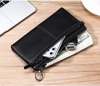 Dompet panjang kulit sapi asli tahan lama wanita, dompet panjang mode Retro kulit sapi kapasitas besar klip uang ritsleting gelang anti-maling