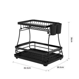 Étagère de cuisine en fil métallique sur mesure à <span class=keywords><strong>double</strong></span> niveau, support de séchage de vaisselle sur pied pour rangement et organisation de la vaisselle - Product Image 4