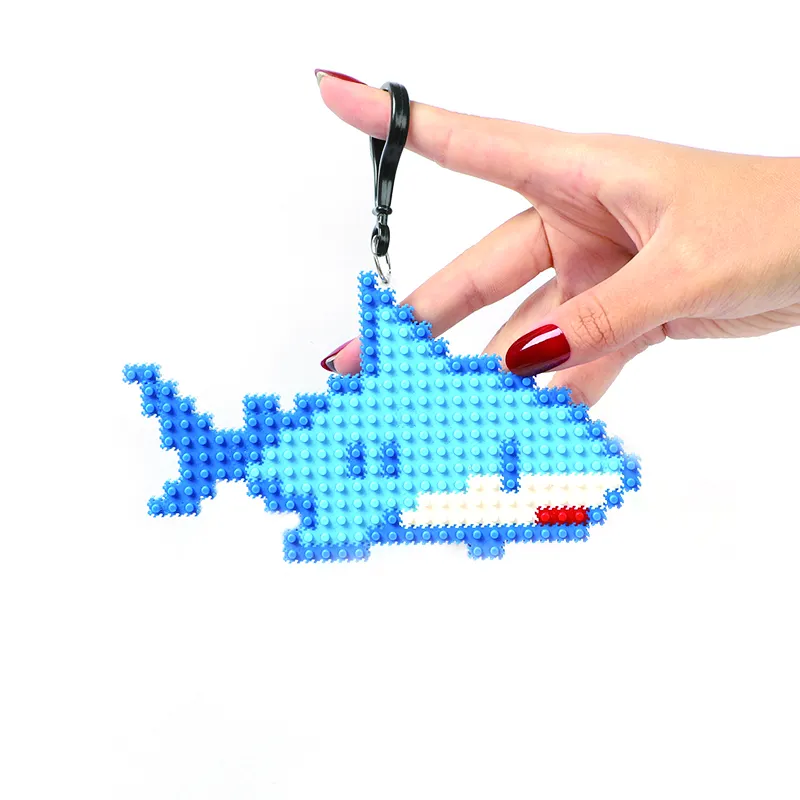 DIY Handmade shark building blocks Kit Kids Science Education toys Beginner family game Puzzles Keychain