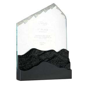 <span class=keywords><strong>ADL</strong></span> New Design Mountain Peak – trophée en verre de cristal noir et blanc avec Base en pierre pour le premier trophée - Product Image 1