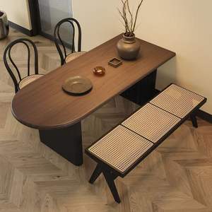 French Retro Solid Wood Dining <b>Table</b> And Chair Set 4 Piece <b>Space</b> <b>Saving</b> Wall Mounted Mid Century Style Wabi Sabi Aesthetic - Product Image 1