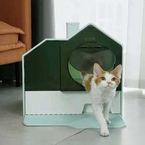 Sanitário para Gatos de Plástico Ecológico, Hermético e à Prova de Odores, Grande Capacidade <span class=keywords><strong>70L</strong></span>, Tipo Gaveta em Formato de Casa com Almofada Antiderramamento de Areia - Product Image 4