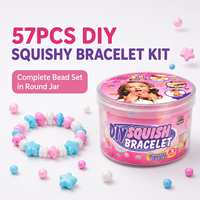 57PCS DIY Squishy Bracelet Bead Kit Round Jar Soft Beads Craft Toy Grosir