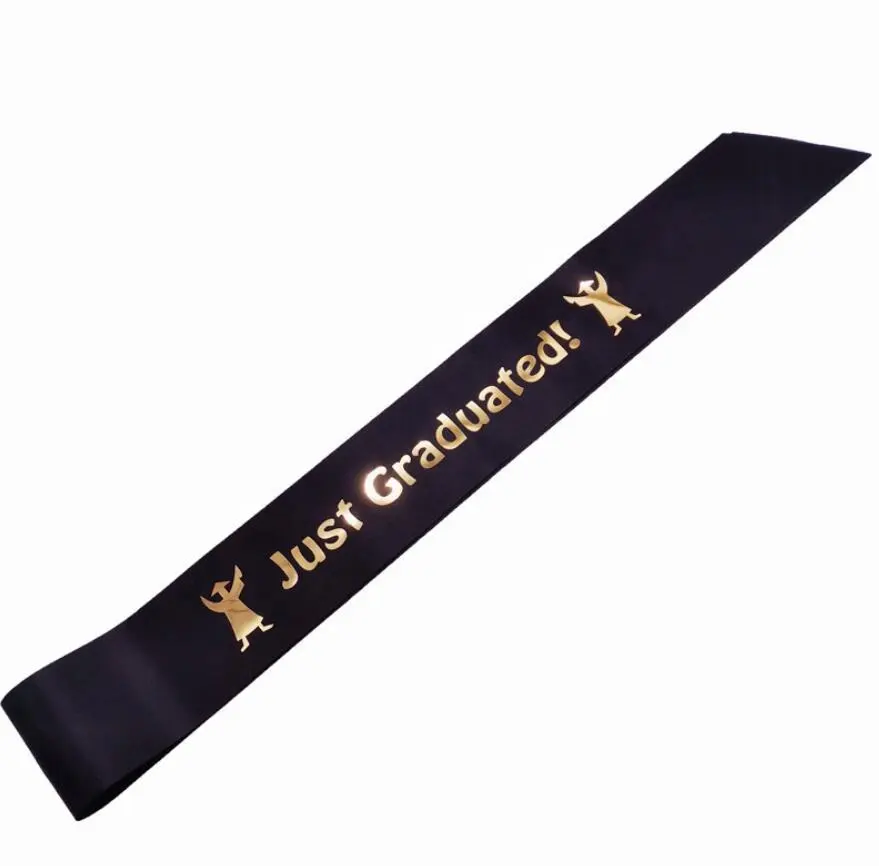 Hot Selling Glitter Zwart Congrats Grad Afstuderen Senior Gewoon Afgestudeerd Sash Voor Graduation Party Decoraties Levert