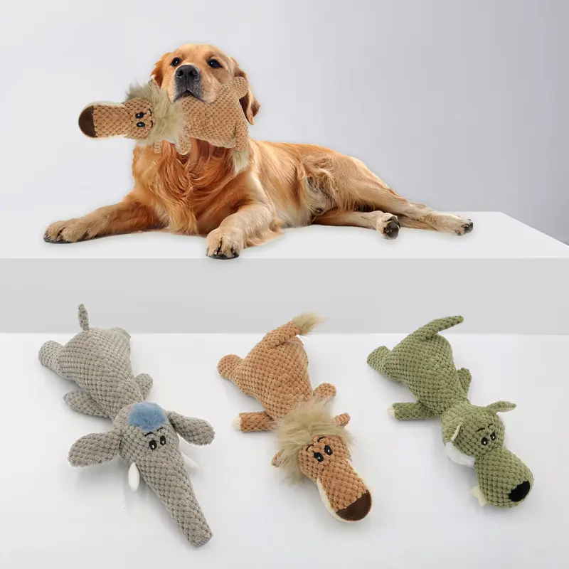 Mainan anjing interaktif mainan pembersih gigi hewan peliharaan mainan mewah lucu pemodelan hewan boneka gajah anak anjing mainan binatang peliharaan melengking