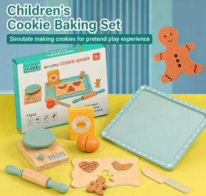 Jouets de cuisine en bois multifonctionnels et interactifs pour enfants : Biscuits de dessin animé en gros pour jeux de simulation de cuisson éducatifs - Product Image 3