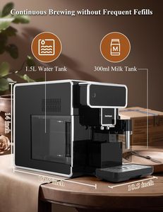 Machine à café expresso automatique multifonctionnelle à écran tactile, machine à café professionnelle avec mousseur à lait - Product Image 2