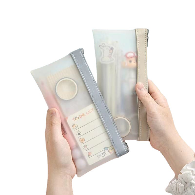 Прозрачный пенал на молнии для девочек, простой вместительный чехол для карандашей и канцелярских принадлежностей с индивидуальным логотипом в Корейском стиле