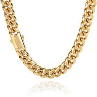 Chaîne en bambou à maillons ronds à fermoir à ressort, style hip-hop euro-américain, collier tendance pour homme en acier inoxydable