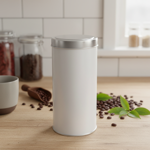 Kontensan L387 Cylinder <b>Tin</b> Can 0.7 Lt Tea Coffee <b>Metal</b> Container 73 X H165 mm Slip Lid - Product Image 3