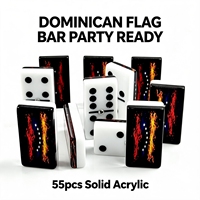 Dominos en acrylique double face avec drapeau de la République Dominicaine, 55 pièces, pour jeux de bar et de fête, tuiles de dominos personnalisées OEM