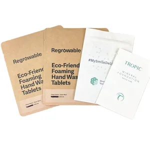 Eco friendly 3 lado selado ao calor saco de papel adesivo reciclar logotipo preto impresso pequeno 5 gramas sachetes de papel