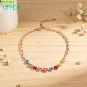 Collar de Clavícula con Cuentas de Zirconia en Forma de Corazón, Color Fresco, Chapado en Oro Grueso PVD, Temática de Amor, Personalizado, Acero Inoxidable 316 - Product Image 6