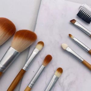 Ensemble de 9 pinceaux de maquillage à manche en bambou, faits à la main, poils synthétiques doux, pour sourcils et fards à paupières, logo personnalisé, kit d'outils de beauté - Product Image 3
