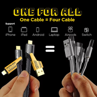 Câble USB C, câble USB-C 4 en 1 (6 pieds), câble de chargeur USB-C 100W avec attache et gestion des câbles, câble USB-C/charge rapide