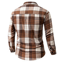 Chemise à carreaux personnalisée pour homme, vente en gros, marque OEM, grands carreaux, manches longues, boutonnée, poche poitrine, couleur vive, grande taille, décontractée