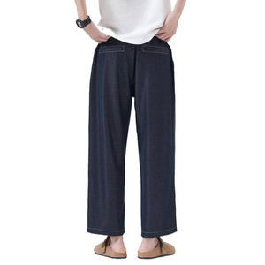Jeans da uomo TT Retro blu scuro, modello loose a gamba dritta, vita media, stile casual, gamba larga, per estate e autunno - Product Image 5