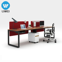 Bureau de travail moderne en bois LIWEI, poste de travail double, chaise ergonomique, design extensible, forme personnalisable, espace de travail professionnel