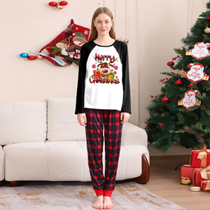 Vente en gros Pyjama <span class=keywords><strong>de</strong></span> Noël assorti pour la famille Elk Renne Haut en coton Pantalon à carreaux rouge Ensembles <span class=keywords><strong>de</strong></span> vêtements <span class=keywords><strong>de</strong></span> nuit <span class=keywords><strong>de</strong></span> Noël - Product Image 1