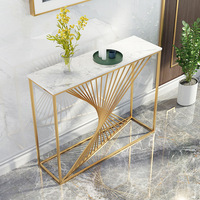 Table console dorée moderne, mobilier de hall d'entrée de luxe léger nordique, table d'appoint mince pour couloir, tables d'appoint de canapé à structure métallique