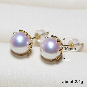 Orecchini a perno minimalisti con perle finte da donna, gioielli vintage rotondi per tutti i giorni - Product Image 3