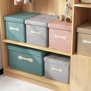 Caja de Almacenamiento Plegable de Algodón y Lino con Tapa, Diseño Moderno, Compartimentos Apilables para Ropa y Juguetes, Ideal para Mudanzas y Organización - Product Image 2