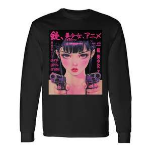 Camiseta de manga larga con gráfico Anime Waifu, color negro, unisex, talla para adultos - Product Image 1