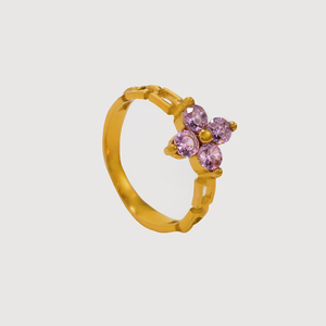 Joyería de moda Anillo de sello de flor de circón colorido Anillos de acero inoxidable chapados en oro de 18K Joyas De Acero Inoxidable Al Por Mayor - Product Image 5