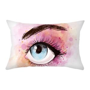 Kunden spezifischer 18x18 Zoll Kissen bezug 45x45 cm Mode Augen lippen Design Polyester Seide <span class=keywords><strong>Nylon</strong></span> Kissen bezug für den Heim-und Hotel gebrauch - Product Image 1