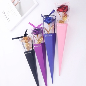 Artificial 24K Gold Foil Flower With Gift Box Valentine's Day Gifts Rose with Pink Boxes Made In China