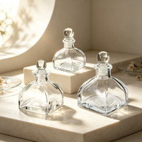 Bouteille diffuseur d'arômes carrée en verre en forme de yourte mongole 150 ml, transparente, avec bouchon en liège, vide, sérigraphiée pour parfum
