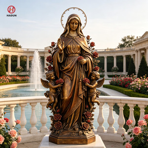 Statua in Bronzo della Donna dell'Apocalisse a Grandezza Naturale con Corona a Dodici Stelle e Braccia Aperte, Decorazione Gotica per Cattedrale e Chiesa - Product Image 5