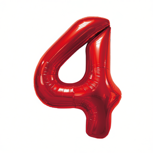 Ballon de fête en forme de chiffre 4 rouge de 100 cm, en aluminium, rempli d'hélium, décoration de fête - Product Image 4