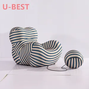 U-Best Italian Post-Modern Beige Fabric Single Sofa Soft Single Chair Living Room Furniture Lazy Sofa Ball Chair