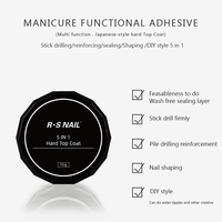 RS Nail Professional Nail 5 en 1, Top Coat dur de style japonais, anti-rayures, brillant, à retirer par trempage, sans essuyage, gel pour renforcement des ongles