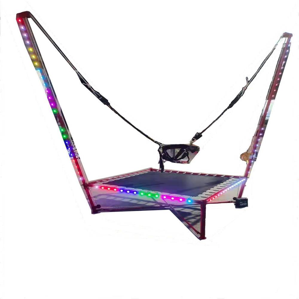 Trampolín bungee plegable para exteriores, popular, móvil, con luces