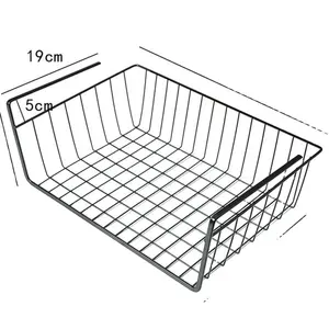 Rak gantung kabinet meja, besi tempa untuk dudukan dinding, rak meja dapur, rak serba-serbi, lemari, Keranjang 1 buah
