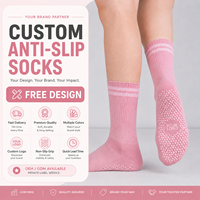 Chaussettes de yoga antidérapantes pour femmes, en coton respirant, avec logo personnalisé, pour la gym, le sport, le pilates, chaussettes de fitness antidérapantes