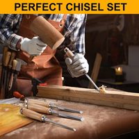 Peaktop Ensemble de 4 ciseaux à bois professionnels, outils à main robustes pour la sculpture sur bois
