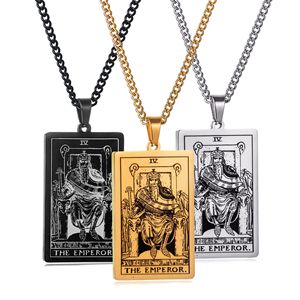 Hongtong B1-342 Edelstahl Rechteck 22 <span class=keywords><strong>Tarot</strong></span> Muster Modeschmuck Hochwertige Anhänger Halsketten - Product Image 4