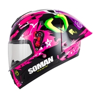 Casque de moto intégral SOMAN New SU11 homologué DOT avec grand spoiler, coque ABS colorée pour la course et la route.