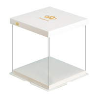Boîte à gâteau en forme d'ours pivoine avec couvercle transparent/blanc, pour pâtisserie, de 4 à 16 pouces