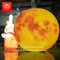 360 gonflable conception personnalisée géant publicité lumière lune et lapin dessin animé gonflable mascottes pour la publicité événement fête décor