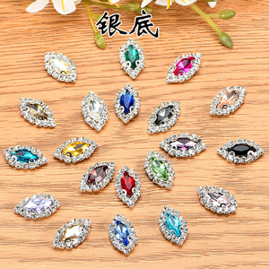 Piedras de Cristal Navette con Base Plateada de 12 Facetas para Manualidades, Vestidos de Novia y Accesorios de Ropa - Product Image 1