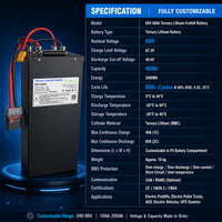 Pack de batteries lithium-ion personnalisé 60V 40Ah 2400Wh NMC avec BMS intelligent, industriel, pour chariots élévateurs électriques, transpalettes électriques, AGV