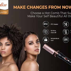 Portable New Style Hot Hair Straight <b>Comb</b> Electric Hair Straightening <b>Comb</b> Copper <b>Comb</b> - Product Image 3